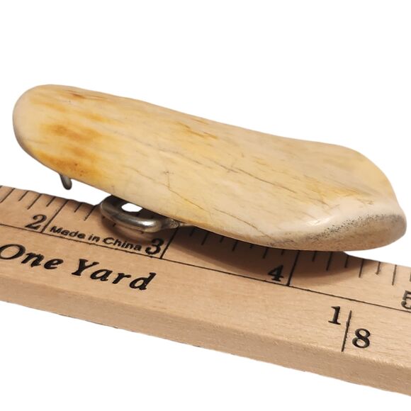 Vintage Deer Antler Belt Buckle, Hand-carved - Picture 2 of 5